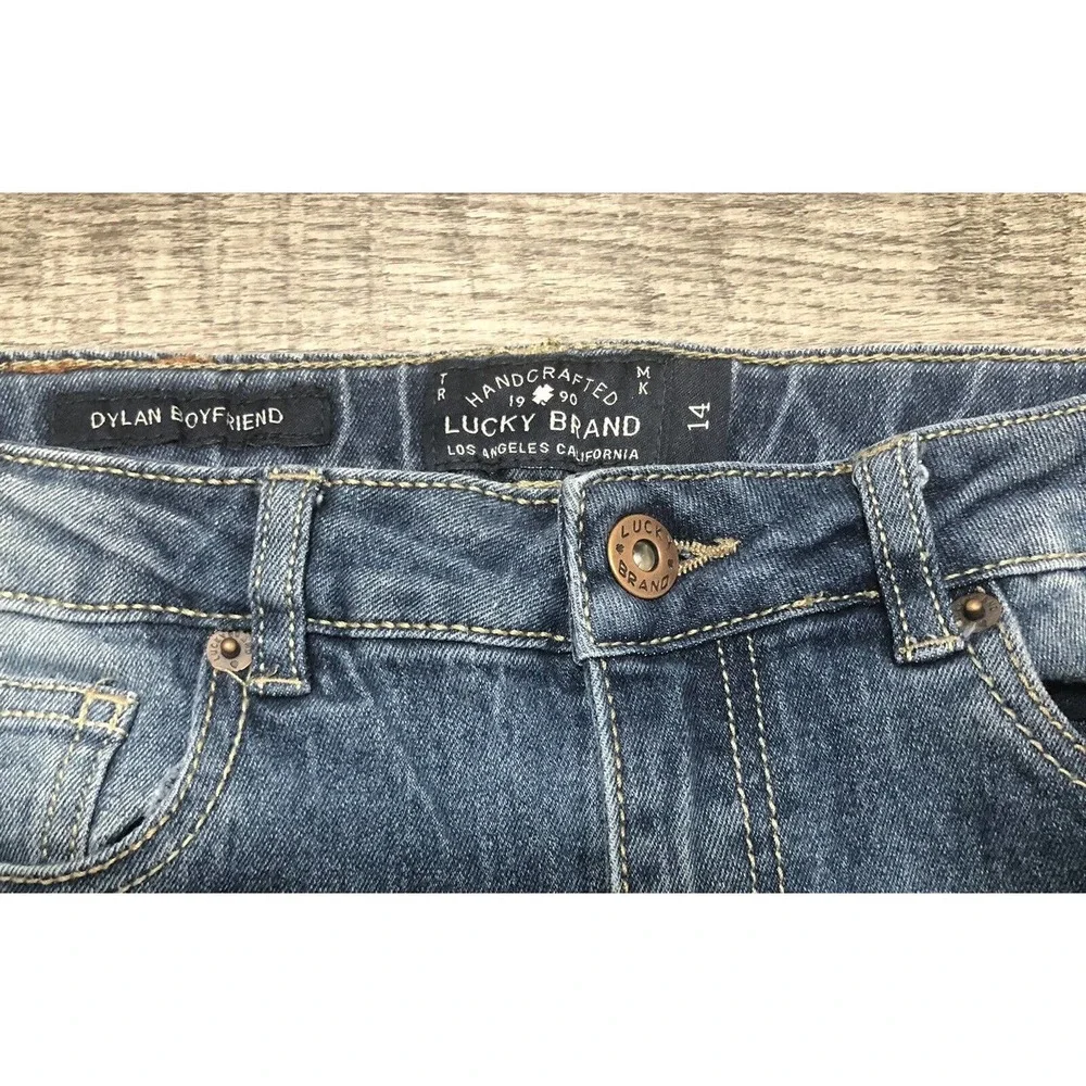 Lucky Brand Jeans Sz 14 Girls Youth Blue Denim Dylan Boyfriend Cropped C31 - Picture 3 of 5